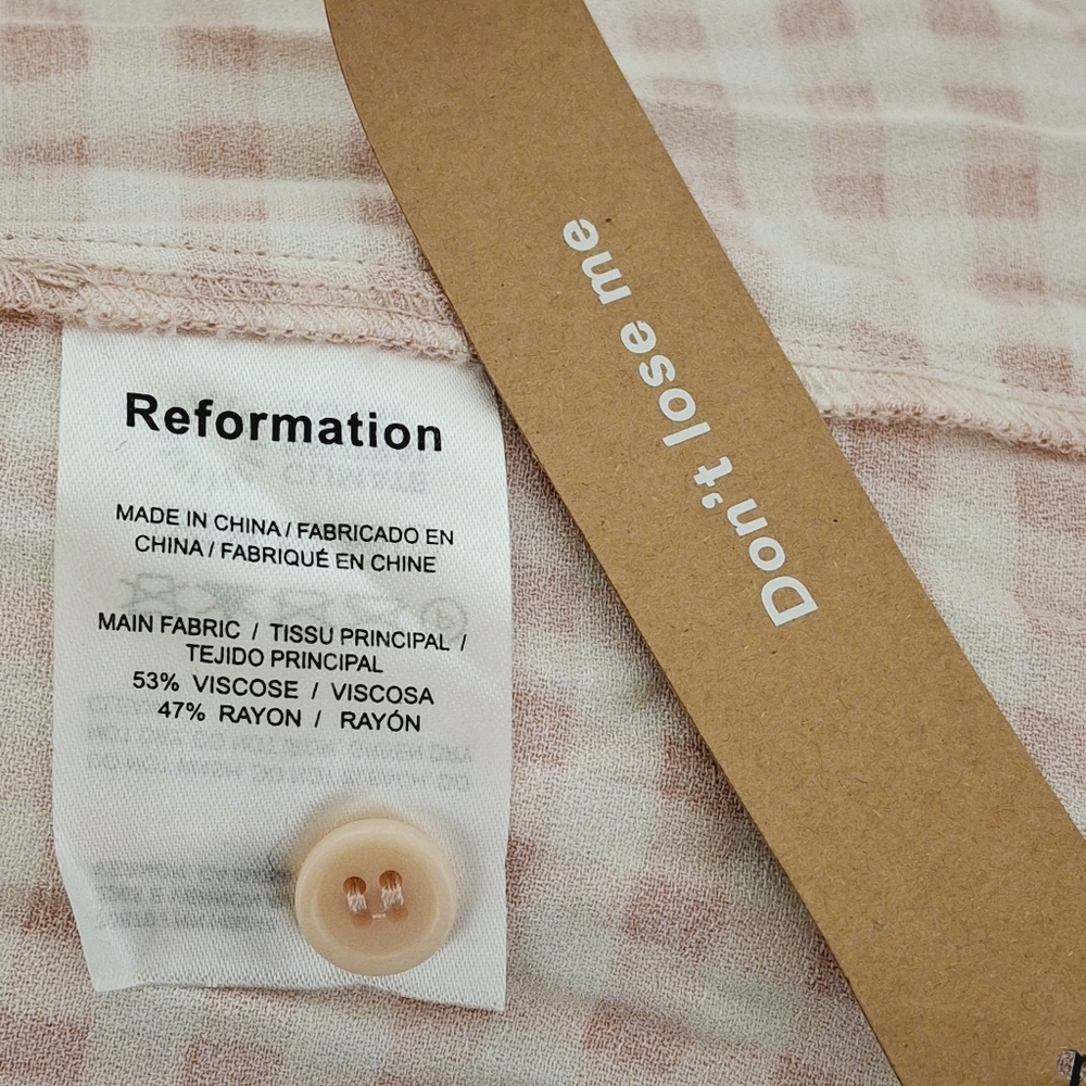 Reformation Wilma gingham dress in blush Pink size 4 NWT - Picture 8 of 10